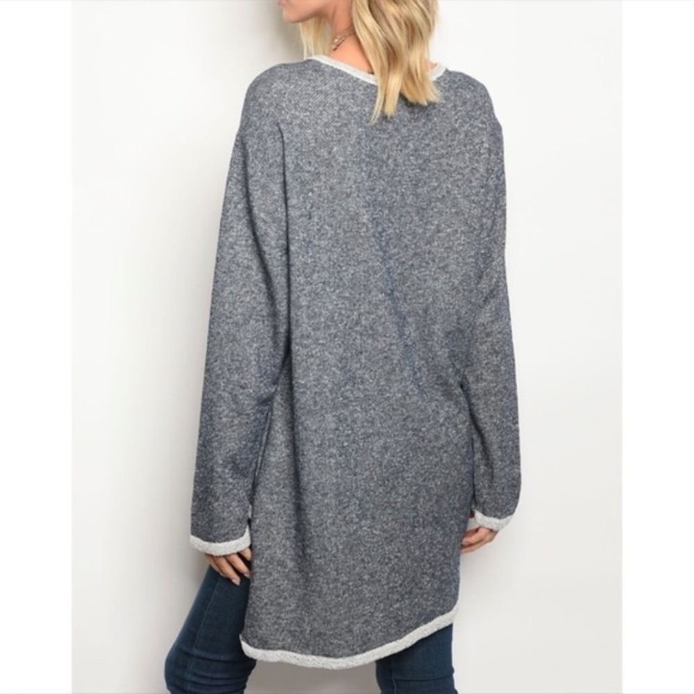 Navy Blue Speckled Choker Sweater - Picture 5 of 8